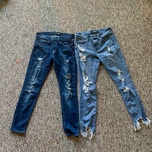 Two pairs of Express destroyed jeans size 6.